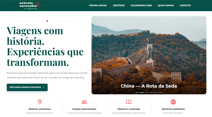 Website da Estrela Vermelha Viagens